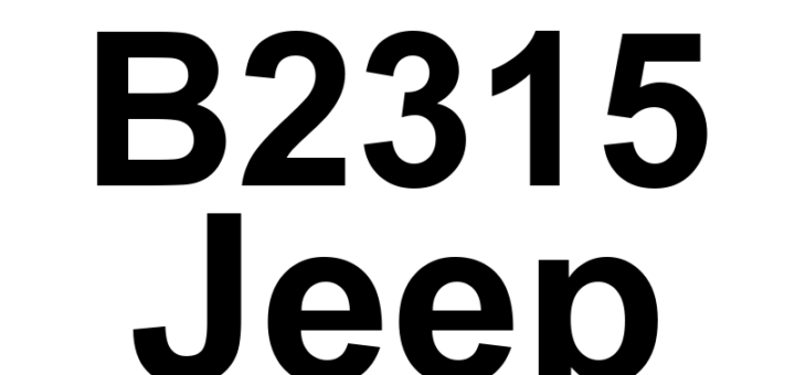 DTC B2315 Jeep - Definição em inglês: Wiper On/Off Control Circuit Open Definição em Português: Circuito de Controle Liga/Desliga do Limpador - Circuito Aberto