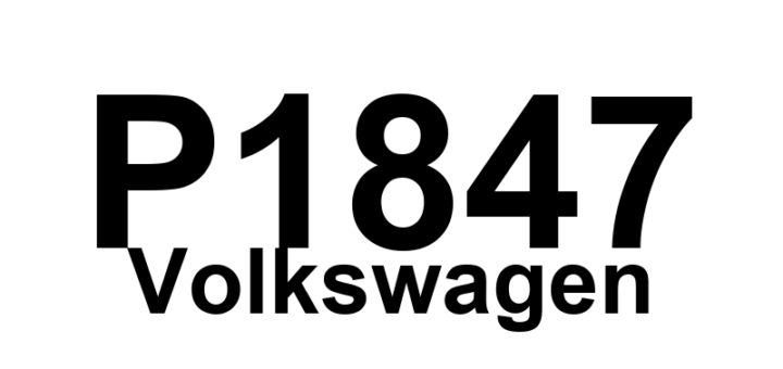 DTC P1847 Volkswagen - Definição em inglês: Please Check DTC Memory of Brake System ECU Definição em Português: Verifique a memória de códigos de falha da ECU do sistema de freio.