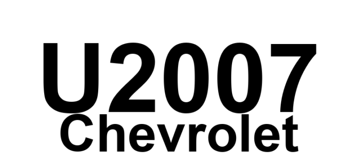 DTC U2007 Chevrolet - Definição em inglês: Audio Navigation Unit is Not Responding Definição em Português: Unidade de Navegação de Áudio - Não Está Respondendo